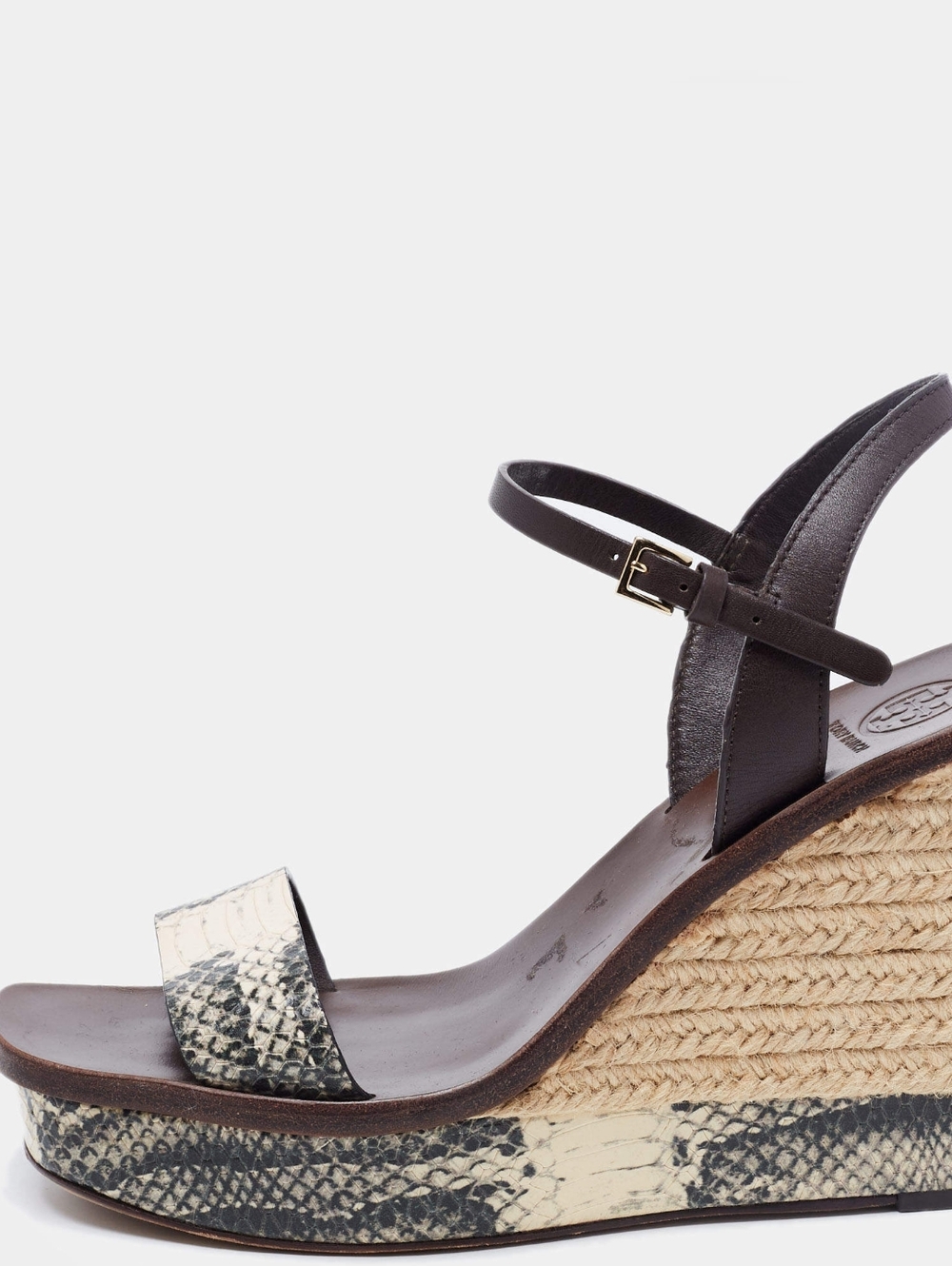 Tory Burch Brown Snake-Print Wedge Sandals W/ Dust bag